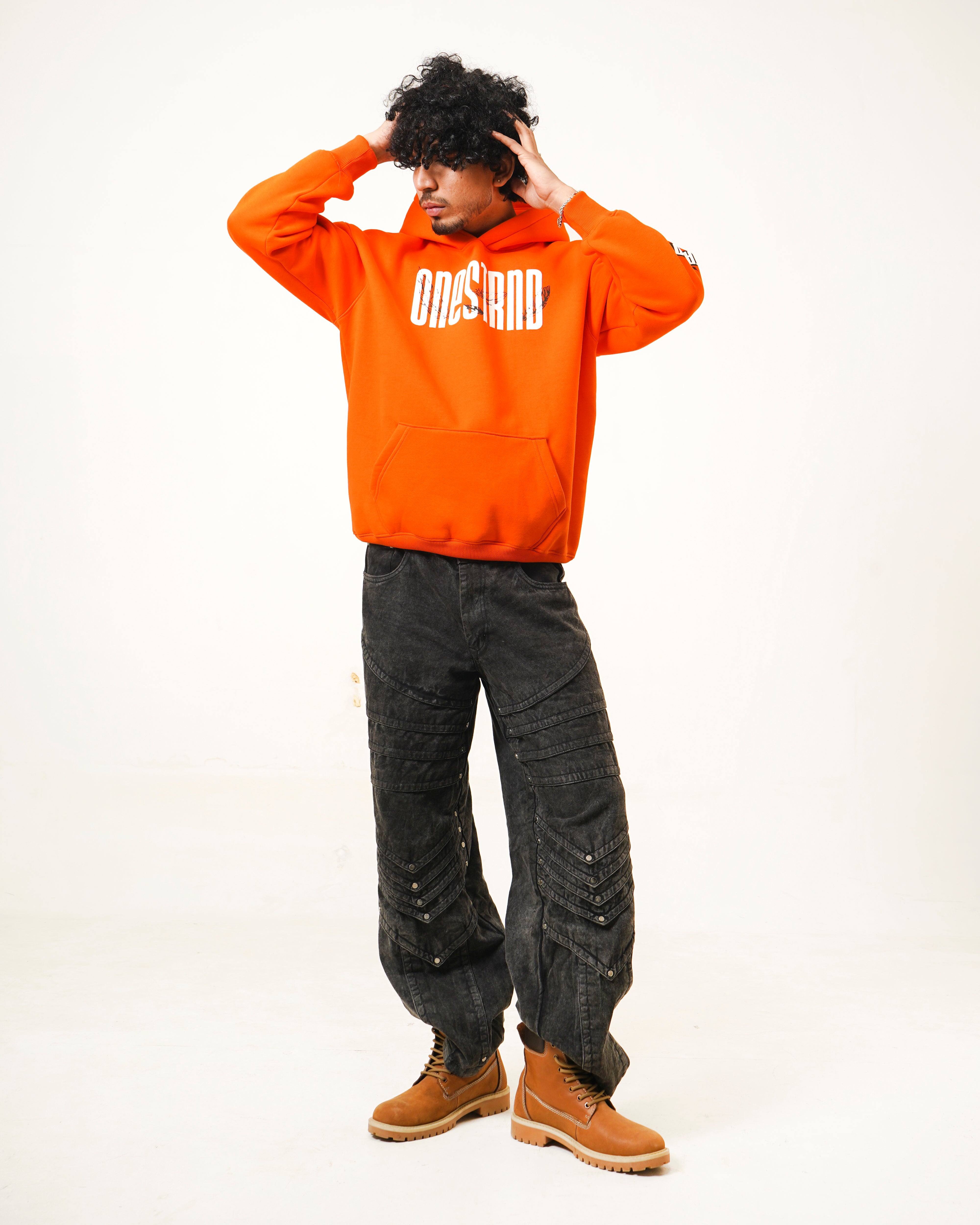 "Nocturnal" Heavyweight Hoodie - Electric Orange