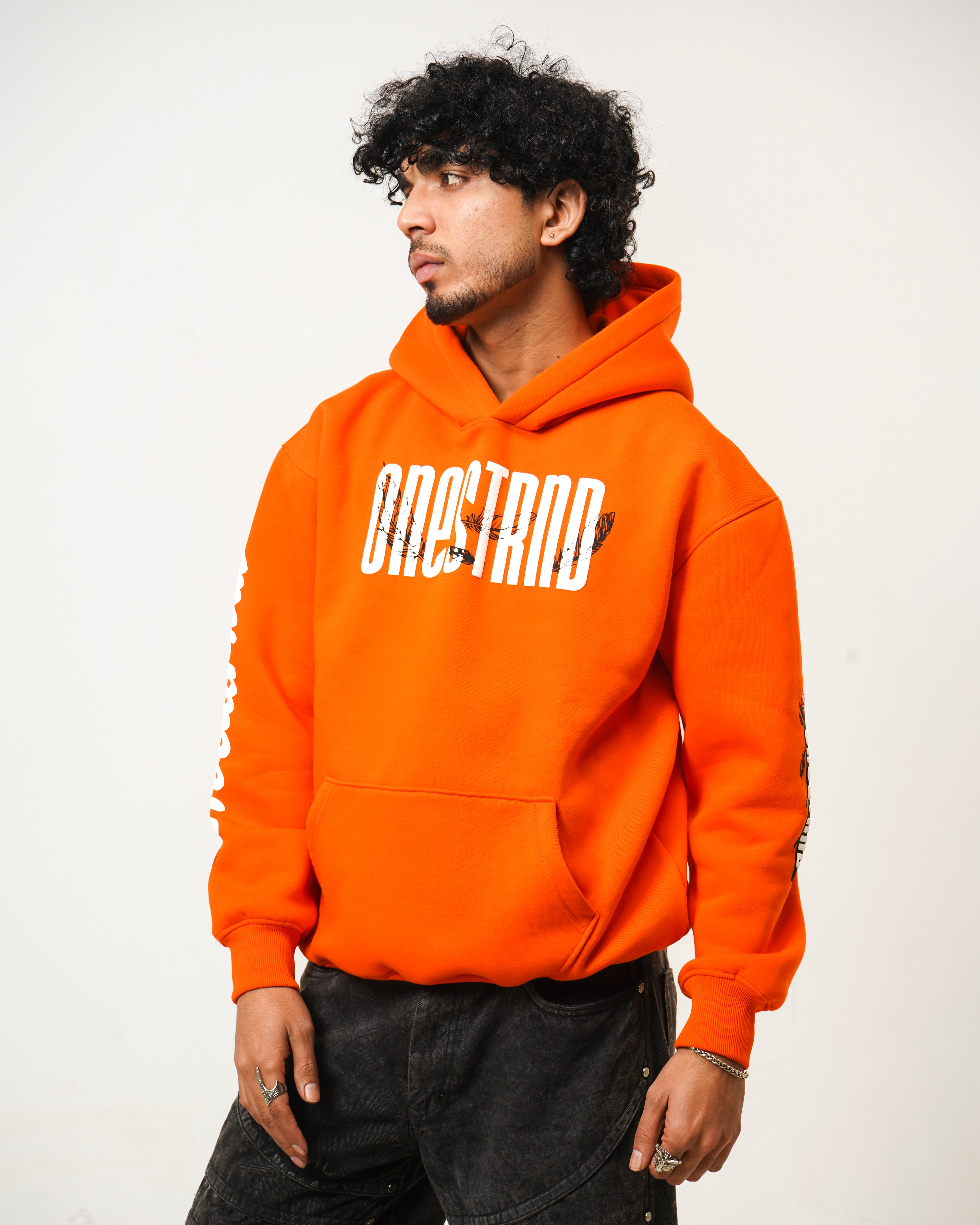 "Nocturnal" Heavyweight Hoodie - Electric Orange