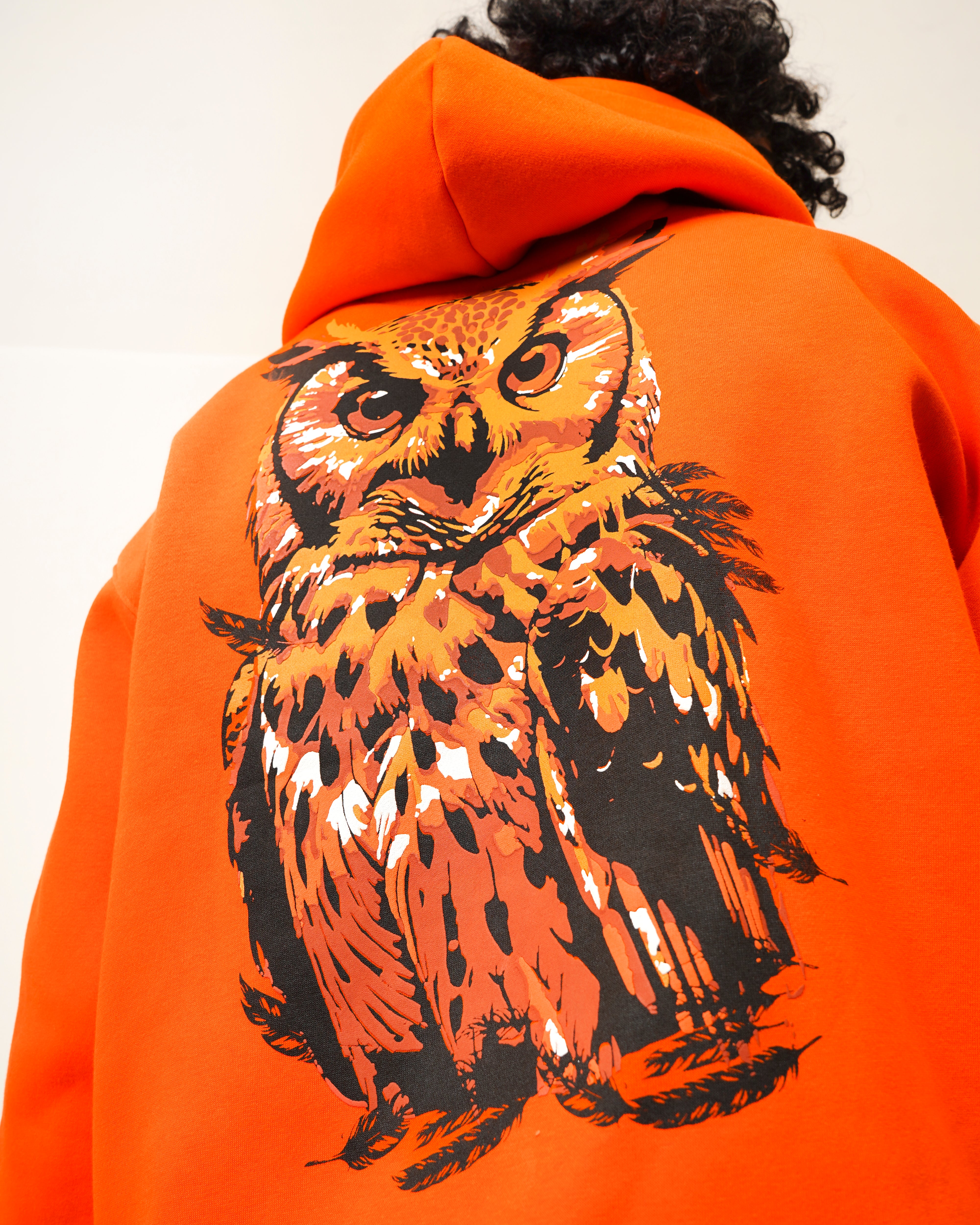 "Nocturnal" Heavyweight Hoodie - Electric Orange