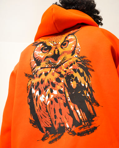 "Nocturnal" Heavyweight Hoodie - Electric Orange