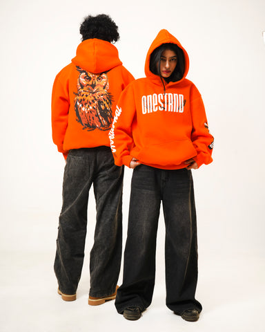 "Nocturnal" Heavyweight Hoodie - Electric Orange
